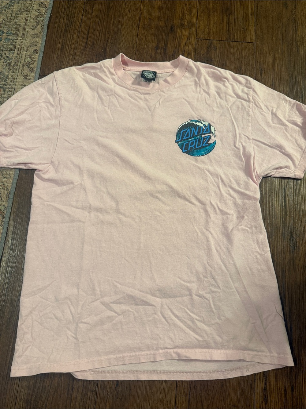 Santa Cruz Skateboards Pale Pink Tee with Blue Logo